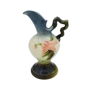Vintage Hull Pottery Floral Glazed Hand Painted Pitcher Vase W6 - 6.5in.